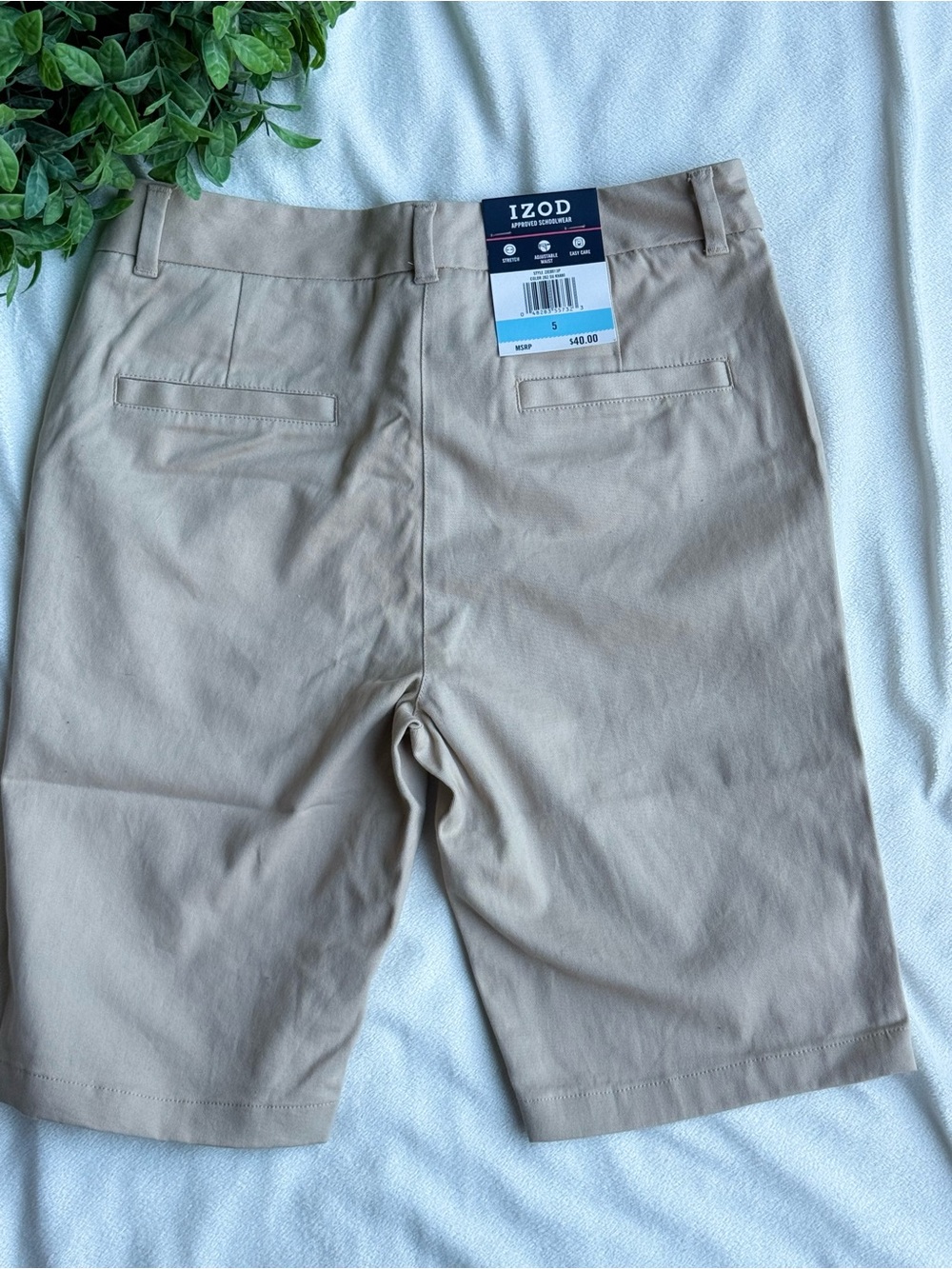 Izod Kids Tan Bermuda Shorts- Unisex - Picture 2 of 6